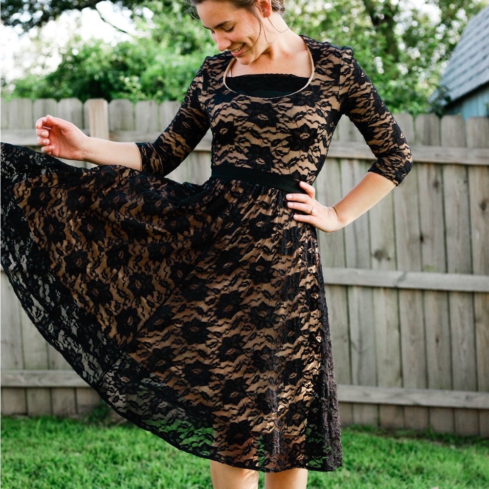 Anthropologie Black Lace Dress by Marc Bouwer